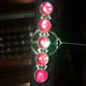 M&S Iridescent Opal 5 sterling silver stacker